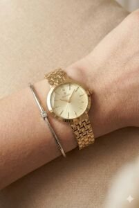 Reward Kadın Kol Saati | 22 mm Altın Renk Çelik Kasa ve Kordon, Mineral Cam, Zarif Tasarım