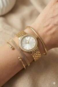 Reward Kadın Kol Saati | 22 mm Gold Renk Çelik Kasa, Mineral Cam, Zarif Tasarım