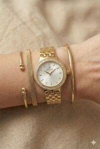 Reward Kadın Kol Saati | 22 mm Gold Renk Çelik Kasa, Mineral Cam, Zarif Tasarım