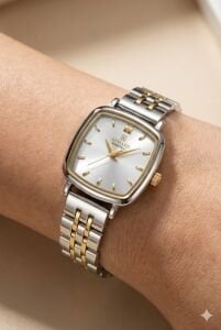 Reward Kadın Kol Saati | 24 mm Çelik Kasa, Gümüş - Altın Renk Kordon, Mineral Cam