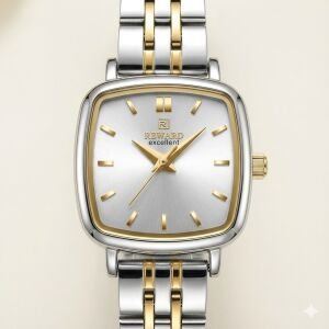 Reward Kadın Kol Saati | 24 mm Çelik Kasa, Gümüş - Altın Renk Kordon, Mineral Cam