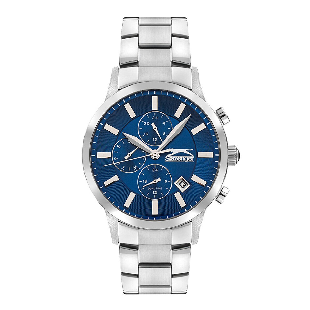 Slazenger Erkek Multifonksiyon Kol Saati 43 mm Çelik Kasa, Mavi Kadran, 5 ATM Su Geçirmez