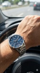 Slazenger Erkek Multifonksiyon Kol Saati 43 mm Çelik Kasa, Mavi Kadran, 5 ATM Su Geçirmez