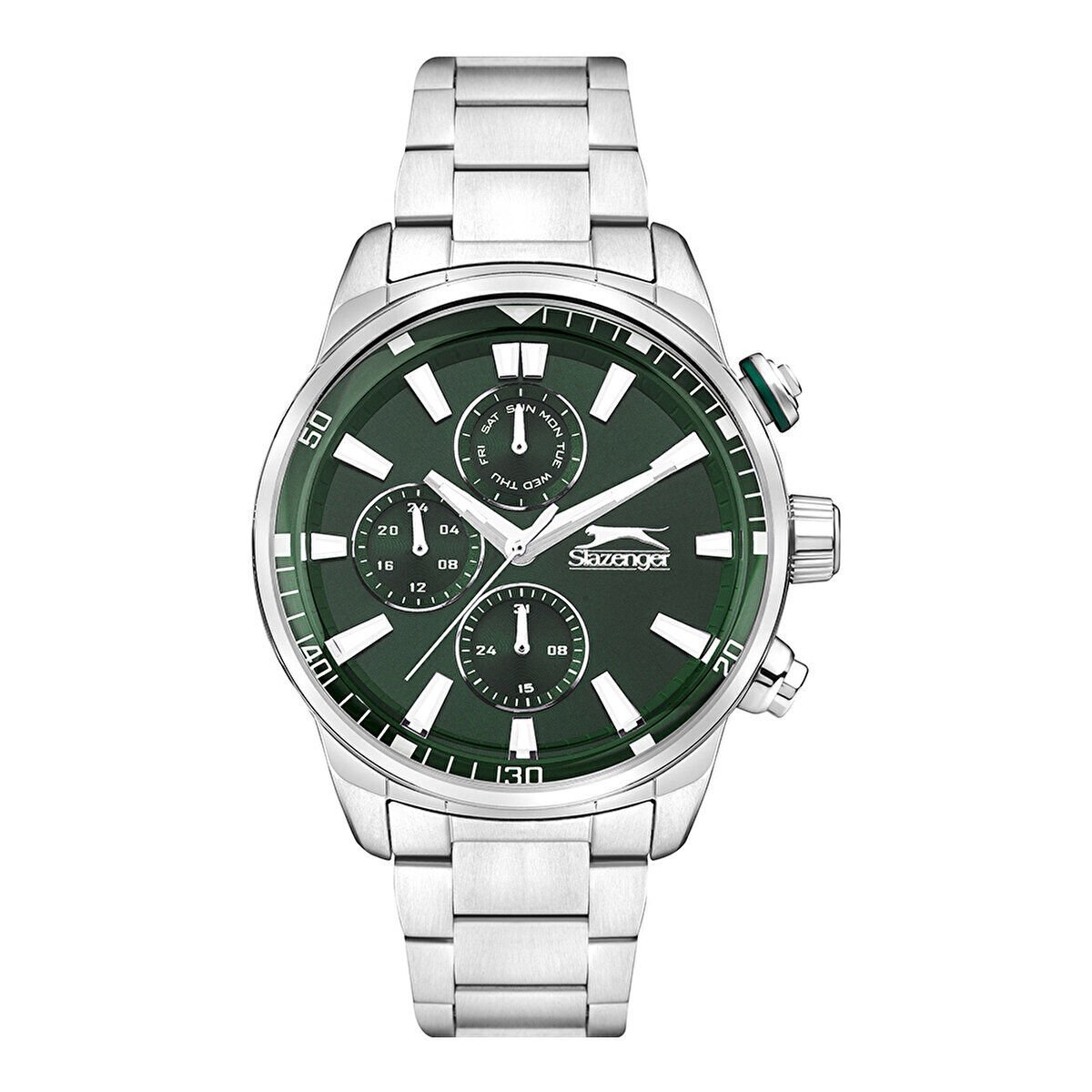 Slazenger Erkek Multifonksiyon Kol Saati |  46 mm Çelik Kasa, Yeşil Kadran, Paslanmaz Çelik