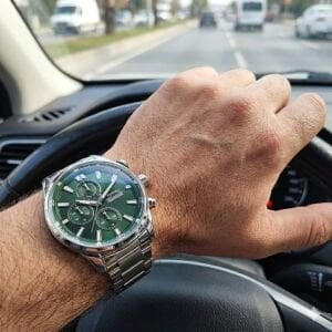 Slazenger Erkek Multifonksiyon Kol Saati |  46 mm Çelik Kasa, Yeşil Kadran, Paslanmaz Çelik