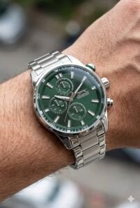 Slazenger Erkek Multifonksiyon Kol Saati |  46 mm Çelik Kasa, Yeşil Kadran, Paslanmaz Çelik