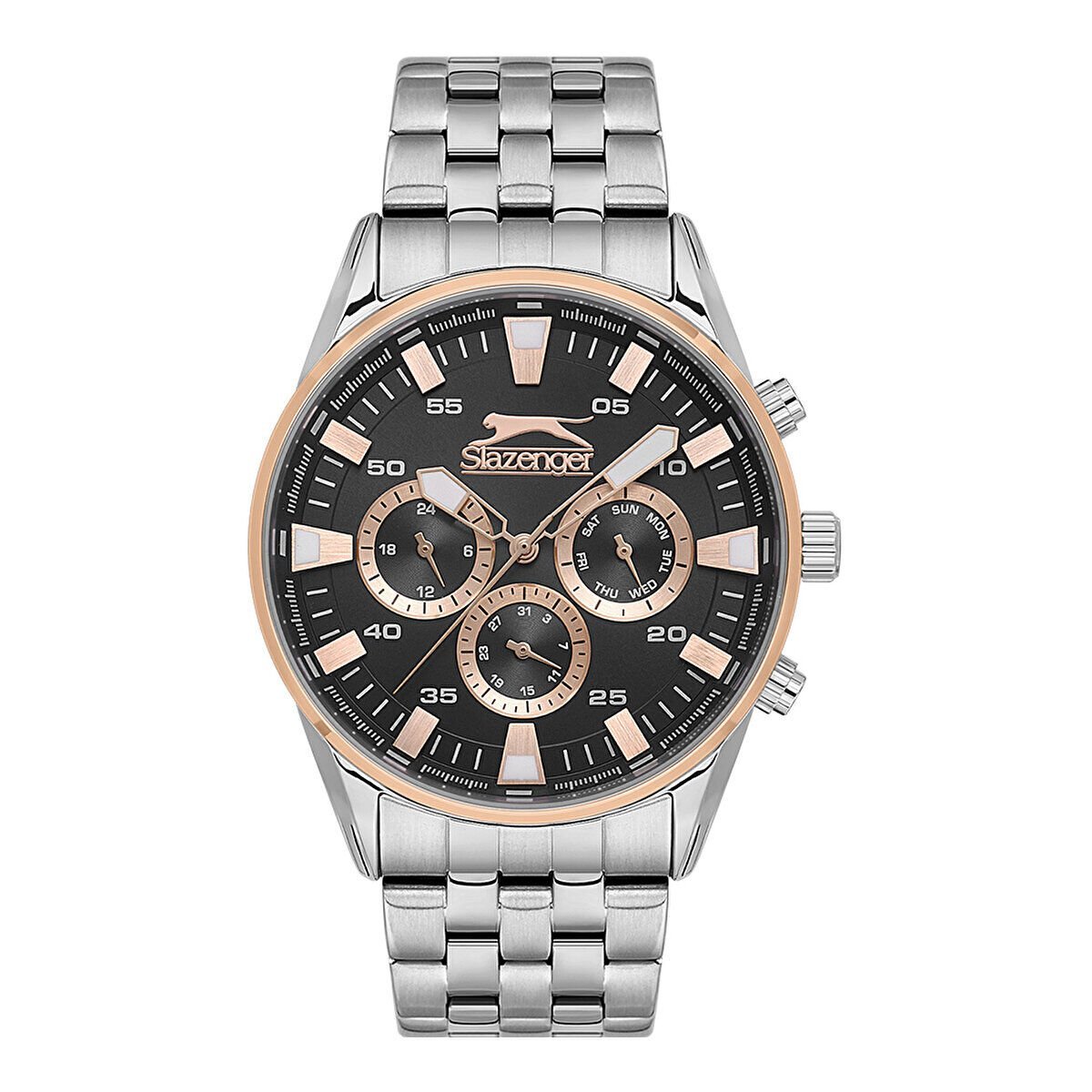 Slazenger Erkek Multifonksiyon Kol Saati | 45 mm Çelik Kasa, Paslanmaz Çelik Kordon, 5ATM