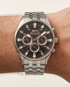 Slazenger Erkek Multifonksiyon Kol Saati | 45 mm Çelik Kasa, Paslanmaz Çelik Kordon, 5ATM