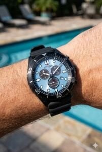 Citizen Erkek Kronograf Kol Saati | 42mm, Silikon Kordonlu, Eco Drive (Güneş Enerjili)