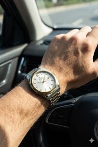 Reward Excellent Klasik Erkek Kol Saati | 42 mm Çelik Kasa, Altın & Gümüş Renk Çelik Kordon