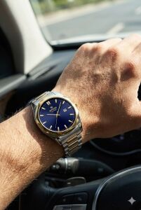 Reward Excellent Klasik Tasarım Erkek Kol Saati | 42 mm Çelik Kasa, Çift Renk Çelik Kordon, Lacivert Kadran