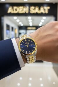 Reward Excellent Klasik Tasarım Erkek Kol Saati | 42 mm Çelik Kasa, Çift Renk Çelik Kordon, Lacivert Kadran