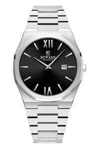 Reward Excellent Siyah Kadran Erkek Kol Saati | 42 mm Çelik Kasa, Çelik Kordon, 5ATM