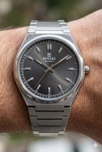 Reward Erkek Kol Saati | 42 mm Çelik Kasa, Füme Kadran, Gümüş Renk Çelik Kordon