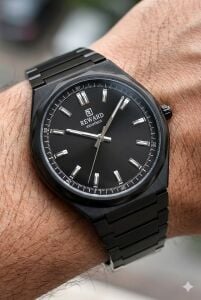 Reward Siyah Erkek Kol Saati | 42 mm Çelik Kasa, Siyah Kadran, Siyah Çelik Kordon