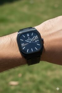 Reward Siyah Erkek Kol Saati | 42 mm Köşeli Çelik Kasa, Siyah Kadran, Siyah Çelik Kordon, 5ATM