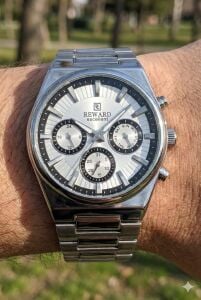 Reward Multifonksiyon Erkek Kol Saati | 45 mm Çelik Kasa, Gümüş Kadran, Çelik Kordon