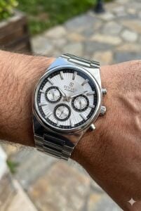 Reward Multifonksiyon Erkek Kol Saati | 45 mm Çelik Kasa, Gümüş Kadran, Çelik Kordon