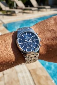 Reward Multifonksiyon Erkek Kol Saati | 45 mm Çelik Kasa, Lacivert Kadran, Çelik Kordon, 5ATM