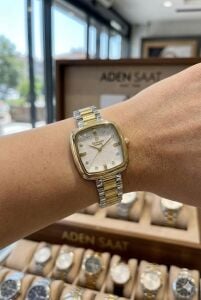 Reward Kadın Kol Saati | 22 mm Çelik Kasa, Kare Kadran, Çift Renk Çelik Kordon (Gold & Gümüş)