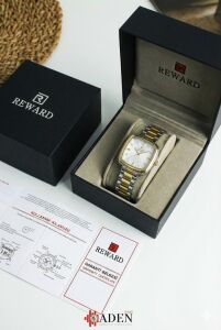 Reward Kadın Kol Saati | 22 mm Çelik Kasa, Kare Kadran, Çift Renk Çelik Kordon (Gold & Gümüş)