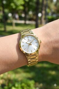 Reward Kadın Kol Saati |  22 mm Çelik Kasa, Altın Renk Çelik Kordon, Mineral Cam, 5ATM