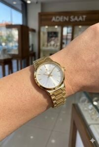 Reward Kadın Kol Saati |  22 mm Çelik Kasa, Altın Renk Çelik Kordon, Mineral Cam, 5ATM