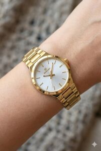 Reward Kadın Kol Saati |  22 mm Çelik Kasa, Altın Renk Çelik Kordon, Mineral Cam, 5ATM