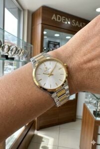 Reward Gümüş & Altın Renk Kadın Kol Saati | 22 mm Çelik Kasa, Çift Renk Çelik Kordon, Şık Tasarım