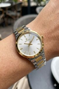 Reward Gümüş & Altın Renk Kadın Kol Saati | 22 mm Çelik Kasa, Çift Renk Çelik Kordon, Şık Tasarım