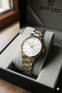 Reward Gümüş & Altın Renk Kadın Kol Saati | 22 mm Çelik Kasa, Çift Renk Çelik Kordon, Şık Tasarım