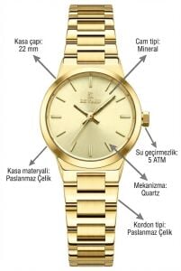 Reward Altın Renk Kadın Kol Saati |  22 mm Çelik Kasa, Altın Kadran, Altın Renk Çelik Kordon