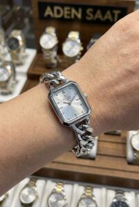 Reward Gümüş Renk Kadın Kol Saati | 22 mm Çelik Kasa, Dikdörtgen Kadran, Kalın Zincir Çelik Kordon