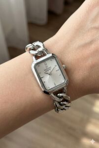 Reward Gümüş Renk Kadın Kol Saati | 22 mm Çelik Kasa, Dikdörtgen Kadran, Kalın Zincir Çelik Kordon