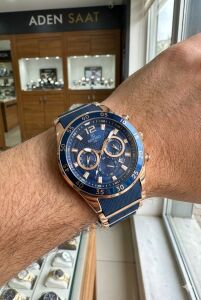 Reward Erkek Kol Saati | 45 mm Çelik Kasa, Lacivert Kadran, Rose Gold Detaylı Kordon