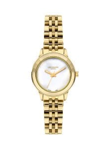 Lee Cooper Sedef Kadran Kadın Kol Saati | 30 mm Altın Renk Çelik Kasa, Çelik Kordon