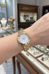 Lee Cooper Sedef Kadran Kadın Kol Saati | 30 mm Altın Renk Çelik Kasa, Çelik Kordon