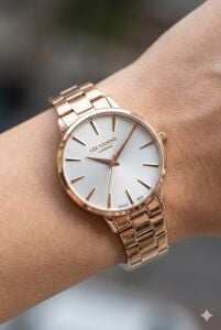 Lee Cooper Pembe Altın Renk Kadın Kol Saati | 35 mm Rose Gold Renk Çelik Kasa, Çelik Kordon