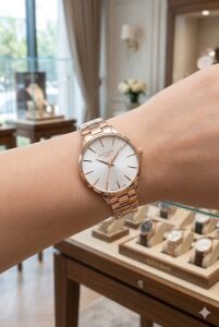 Lee Cooper Pembe Altın Renk Kadın Kol Saati | 35 mm Rose Gold Renk Çelik Kasa, Çelik Kordon