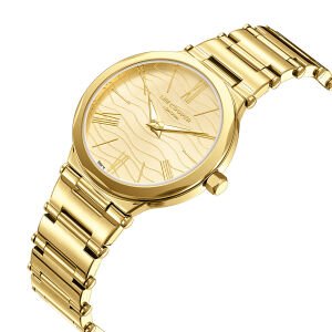 Lee Cooper Altın Renk Kadın Kol Saati | 30 mm Altın Renk Çelik Kasa, Çelik Kordon