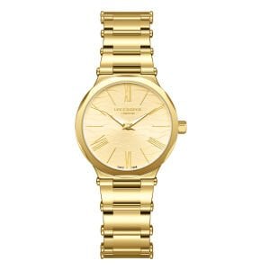 Lee Cooper Altın Renk Kadın Kol Saati | 30 mm Altın Renk Çelik Kasa, Çelik Kordon