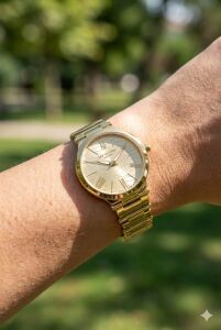 Lee Cooper Altın Renk Kadın Kol Saati | 30 mm Altın Renk Çelik Kasa, Çelik Kordon