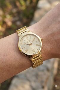 Lee Cooper Altın Renk Kadın Kol Saati | 30 mm Altın Renk Çelik Kasa, Çelik Kordon