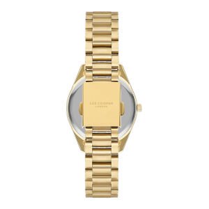 Lee Cooper Kadın Kol Saati | 34 mm Altın Renk Çelik Kasa, Çelik Kordon, Mineral Cam