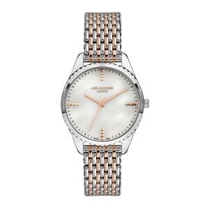 Lee Cooper Kadın Kol Saati | 37 mm Gümüş Kasa, Rose Gold & Gümüş Renk Çelik Kordon