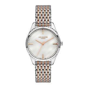 Lee Cooper Kadın Kol Saati | 37 mm Gümüş Kasa, Rose Gold & Gümüş Renk Çelik Kordon