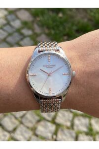 Lee Cooper Kadın Kol Saati | 37 mm Gümüş Kasa, Rose Gold & Gümüş Renk Çelik Kordon