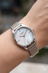 Lee Cooper Kadın Kol Saati | 37 mm Gümüş Kasa, Rose Gold & Gümüş Renk Çelik Kordon