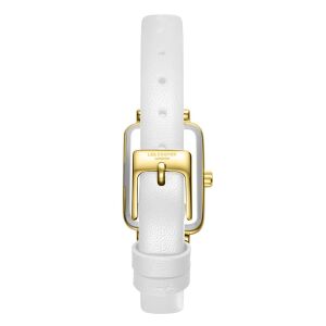 Lee Cooper Zarif Tasarım Kadın Kol Saati | 20mm Dikdörtgen Altın Renk Kasa, Beyaz Deri Kordon
