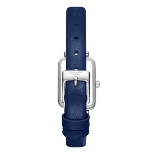 Lee Cooper Şık Tasarım Kadın Kol Saati | 20mm Dikdörtgen Gümüş Renk Kasa, Lacivert Deri Kordon